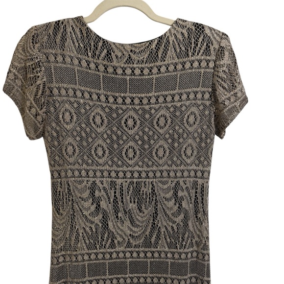 90s Vintage Art Deco BohoJessica Howard Gold Shimmer Maxi Dress Small - Picture 2 of 8